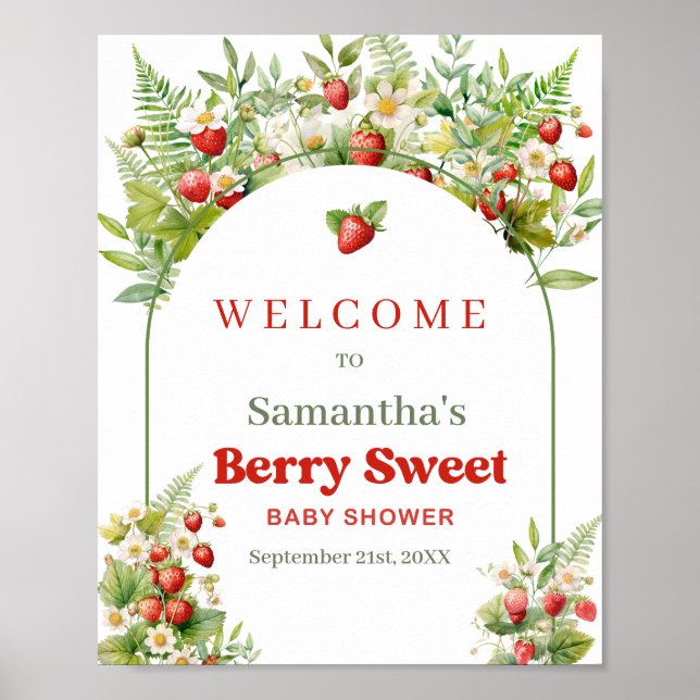 Póster Bienvenida Boho Arch Berry Sweet Wild Strawberry P (Frente)