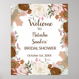 Póster Bienvenida Bridal Shower Boho Poster de otoño
