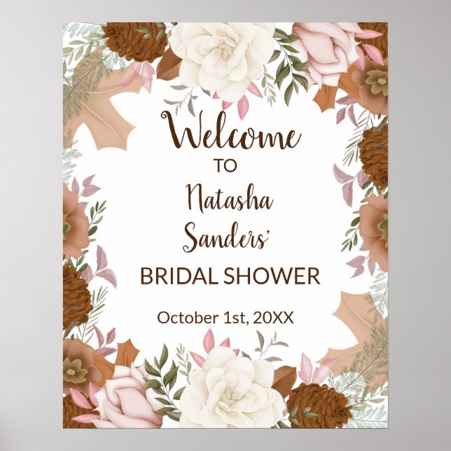 Póster Bienvenida Bridal Shower Boho Poster de otoño (Frente)
