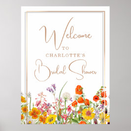Póster Bienvenida Bridal Shower Colorous Wildflower Count