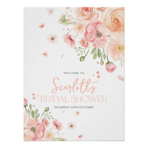 Póster Bienvenida Brillante Amor en Flor en la Ducha Nupc