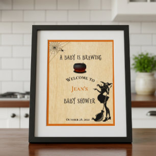 Póster Bienvenida Bruja Elaboración Halloween Baby Showe