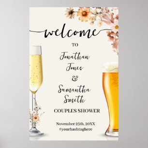 Póster Bienvenida Burbujas y refriega ducha de flores sil
