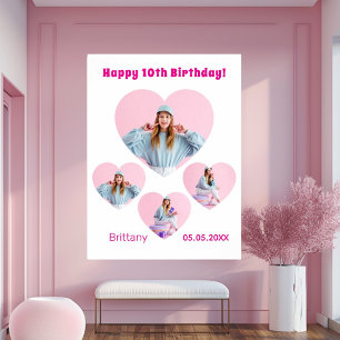 Póster Bienvenida chica de collage de fotos de cumpleaños