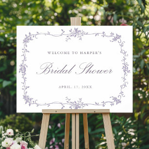 Póster Bienvenida clásica de boda con lavanda francesa