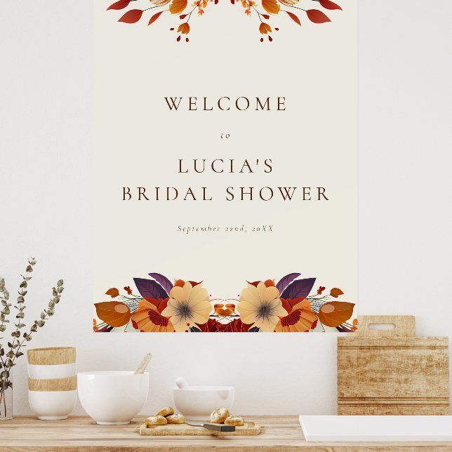 Póster Bienvenida Clásica de Seca de Flores Silvestres de (Cocina)