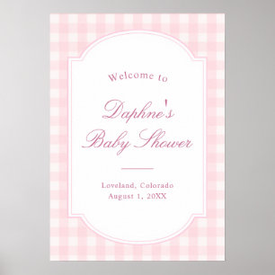Póster Bienvenida Clásica Rosa de Cuadro de Baby Shower