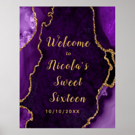 Póster Bienvenida con Agate Purple y Gold