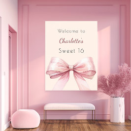 Póster Bienvenida con una crema color rosa beige dulce 16