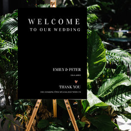 Póster Bienvenida contemporánea del blanco negro a nuestr