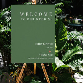 Póster Bienvenida contemporánea Sage Green a nuestro Boda