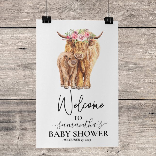 Póster Bienvenida cría de vaca Highland Shower de bebé (Subido por el creador)