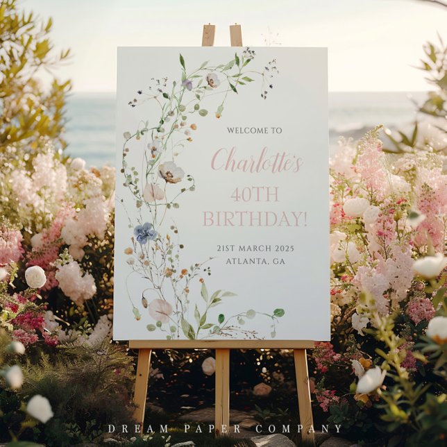 Póster Bienvenida Cumpleaños 40 con Flores Silvestres (Subido por el creador)