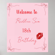 Bienvenida Cumpleaños con Lazo Rosa Sassy Script M