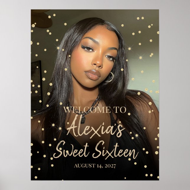 Póster Bienvenida cumpleaños dieciséis dulces diamantes d (Frente)