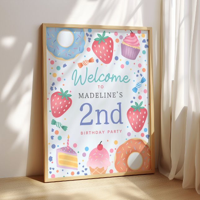 Póster Bienvenida Cumpleaños Dos Niñas Dulces Rosadas (Subido por el creador)