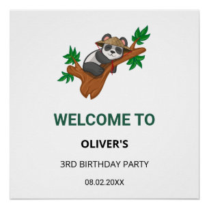 Póster Bienvenida Cumpleaños Infantil Selva Animal Salvaj
