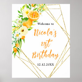 Póster Bienvenida Cumpleaños Naranjas Cítricos