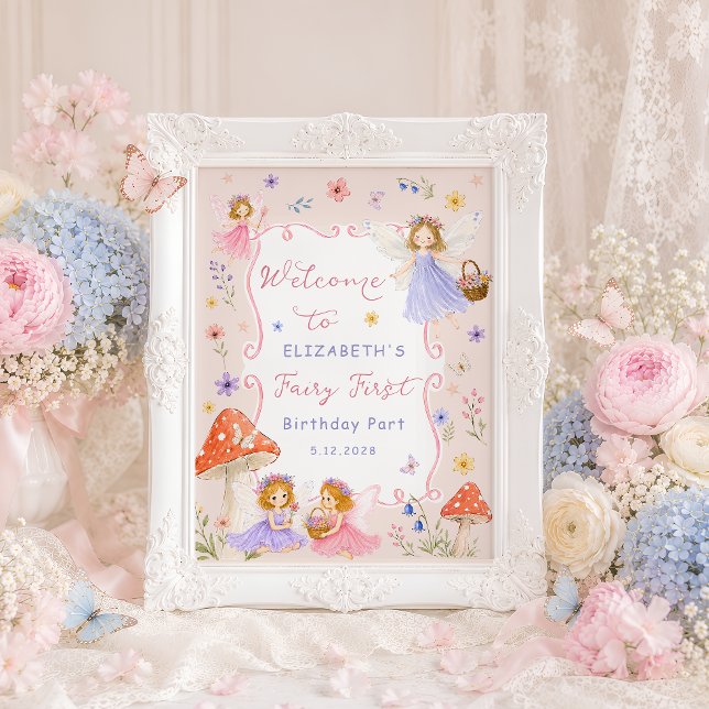 Póster Bienvenida Cumpleaños Niñas Florales Hadas Mágicas (Subido por el creador)