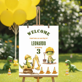Póster Bienvenida Cumpleaños Niño Zona de Construcción Ju