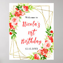 Póster Bienvenida Cumpleaños Sandía Granada