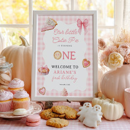 Póster Bienvenida Cumpleaños Uno Pink Coquette Cutie Pie
