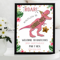 Bienvenida de 3 cumpleaños de dinosaurios triples