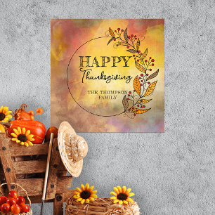 Póster Bienvenida de Acción de Gracias de Otoño en Acuare