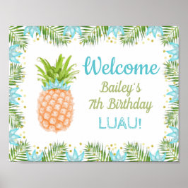 Póster Bienvenida de Aloha Luau en la fiesta de cumpleaño