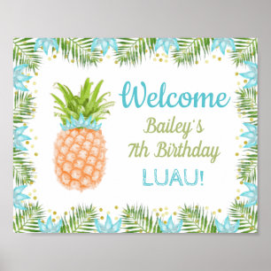 Póster Bienvenida de Aloha Luau en la fiesta de cumpleaño