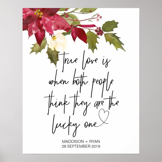 Póster Bienvenida de amor verdadero Boda de vacaciones de (Frente)