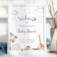 Bienvenida de Baby Shower a Boho Safari Watercolor
