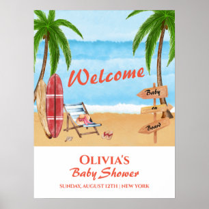 Póster Bienvenida de Baby Shower a bordo para bebés