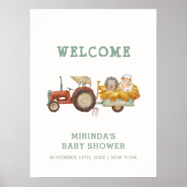 Póster Bienvenida de Baby Shower a Cute Hedgehog Farm Tra