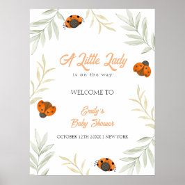 Póster Bienvenida de Baby Shower a Fall Ladybug Greeneren