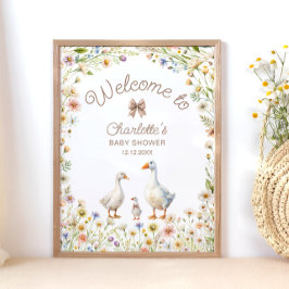 Póster Bienvenida de Baby Shower a Goose Wildflower Boho