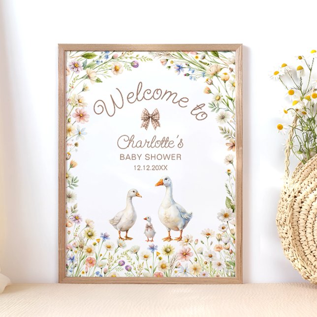 Póster Bienvenida de Baby Shower a Goose Wildflower Boho (Subido por el creador)