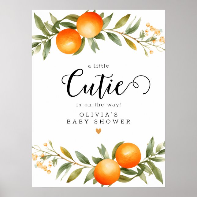 Póster Bienvenida de Baby Shower a los naranjas (Frente)