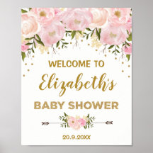 Bienvenida de Baby Shower a Rubor Gold Peonies