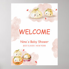 Póster Bienvenida de Baby Shower a un hongo pequeño y sil