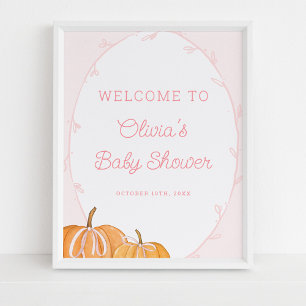 Póster Bienvenida de Baby Shower al Chica rosa de la Cala