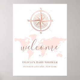 Póster Bienvenida de Baby Shower al Mapa Mundial Neutral 
