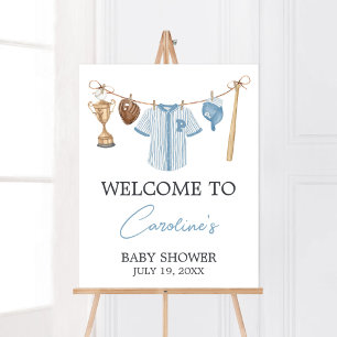 Póster Bienvenida de Baby Shower al Pequeño Béisbol