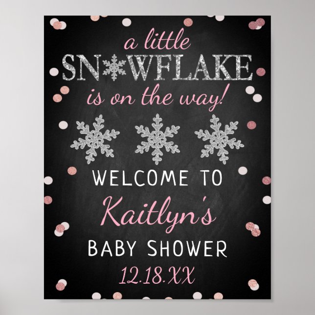 Póster Bienvenida de Baby Shower al pequeño Chica de copa (Frente)
