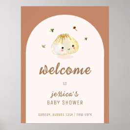 Póster Bienvenida de Baby Shower al volcado minimalista d