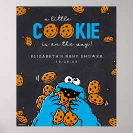 Póster Bienvenida de Baby Shower Cookie Monster Chalkboar