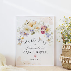 Póster Bienvenida de Baby Shower de Bloom Wildflower Rust