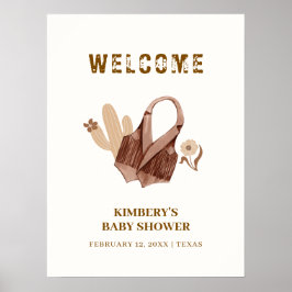 Póster Bienvenida de Baby Shower de Boho Cactus Cowgirl N