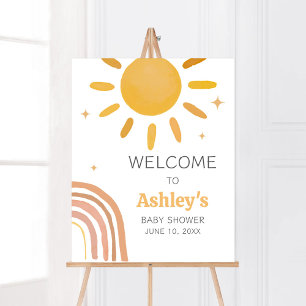 Póster Bienvenida de Baby Shower de Boho Retro Sunshine