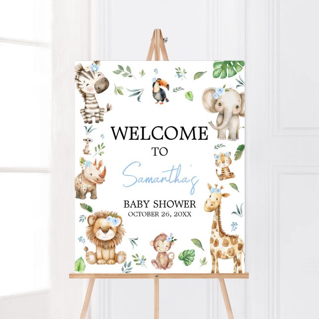 Póster Bienvenida de Baby Shower de Boy Wild One Safari (Safari Wild One Baby Shower Welcome Sign)